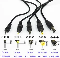 Cable USB a DC 5V – Conectores Jack 2.0-5.5mm, 80cm, Negro