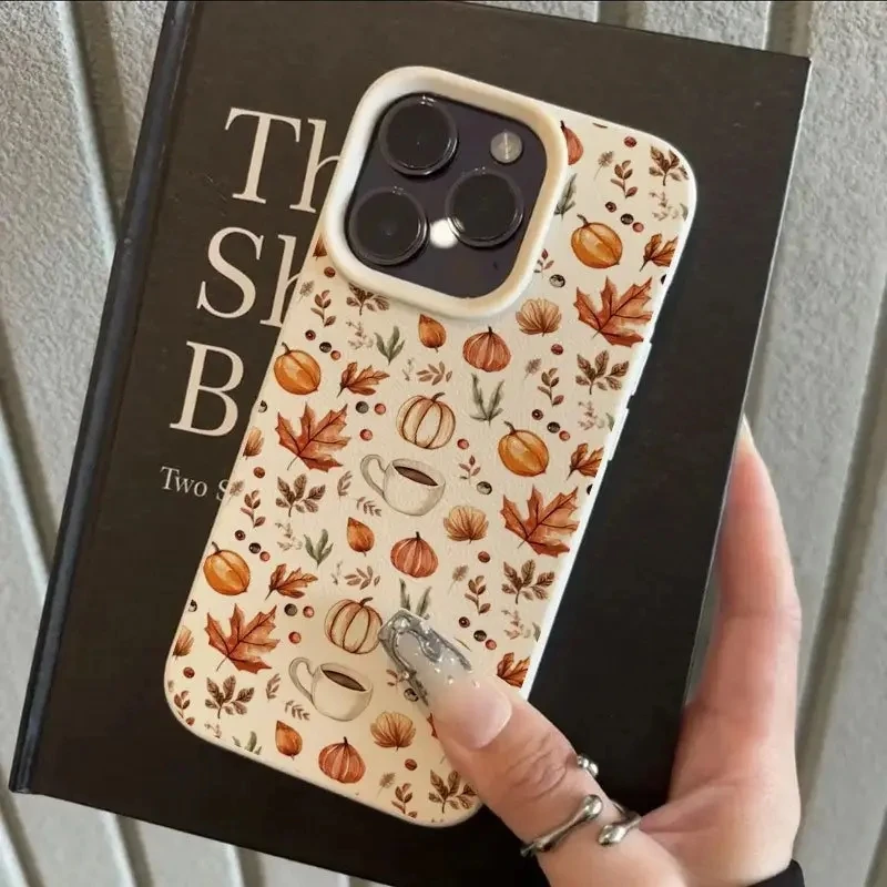 Funda de teléfono de silicona con leche de café y calabaza de otoño para iPhone 17 16 15 14 13 12 11 Pro Max Plus 17 Air X XR XS cubierta a prueba de golpes - imagen 4