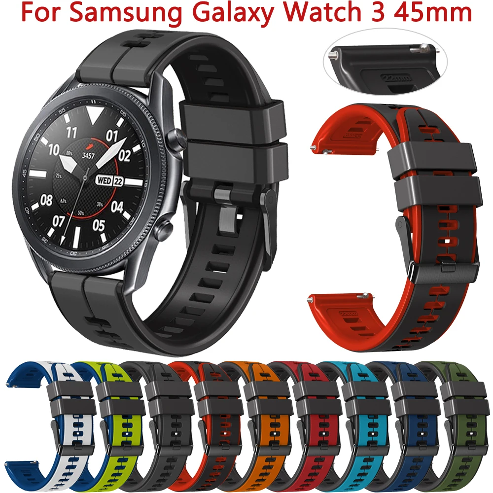 Correa de silicona de 22mm para Samsung Galaxy Watch 3, pulsera deportiva de 46mm para Galaxy Watch de 45mm Gear S3 Frontier, Correa para reloj inteligente
