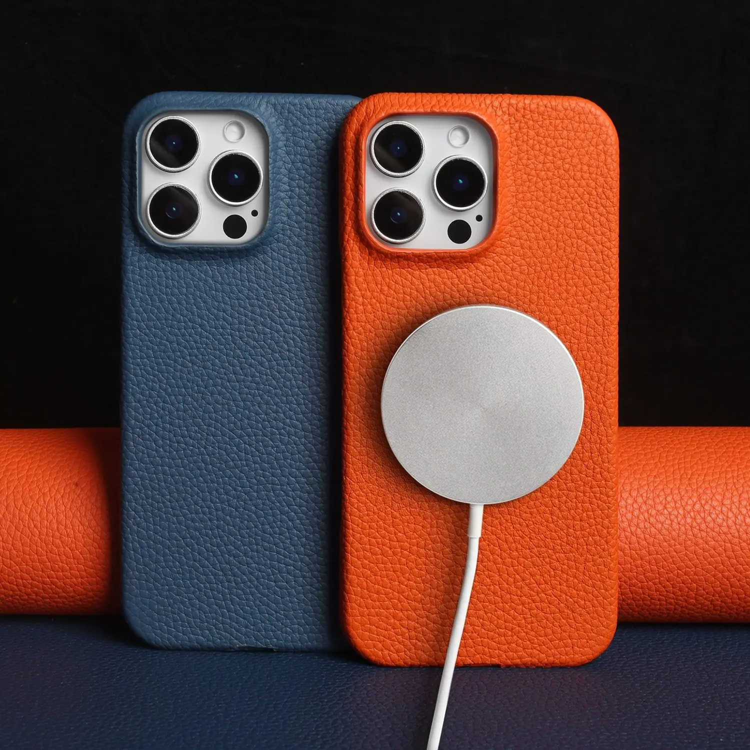 Funda de cuero genuino magnética Premium para iphone 16 Pro Max 15 14 13 12 11 imán de carga inalámbrica funda Magsafe a prueba de golpes Coque - imagen 2