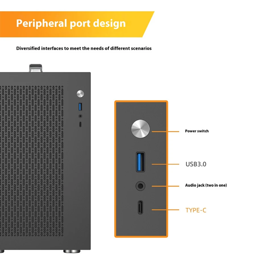 Power Train X-Gamerx X100 Pro M-ATX Caja de PC Lado transparente 240 refrigerado por agua TYPE-C ATX SFX fuente de alimentación MINI estuche portátil - imagen 2