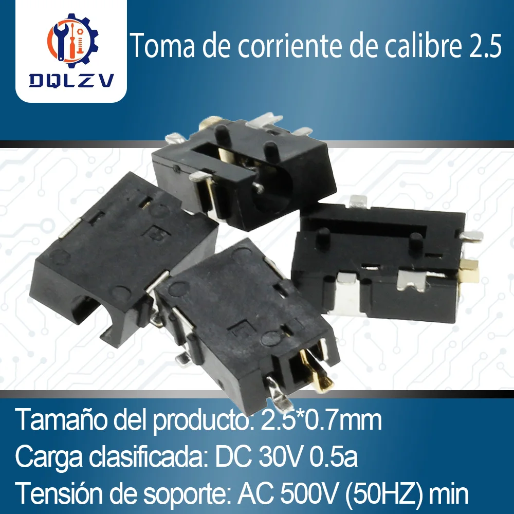 Toma de corriente DC DC-056 DC056 2,5-0,7 MM 2,5x0,7 MM SMD SMT 5PINS Tablet toma de corriente conector hembra soldadura ROHS