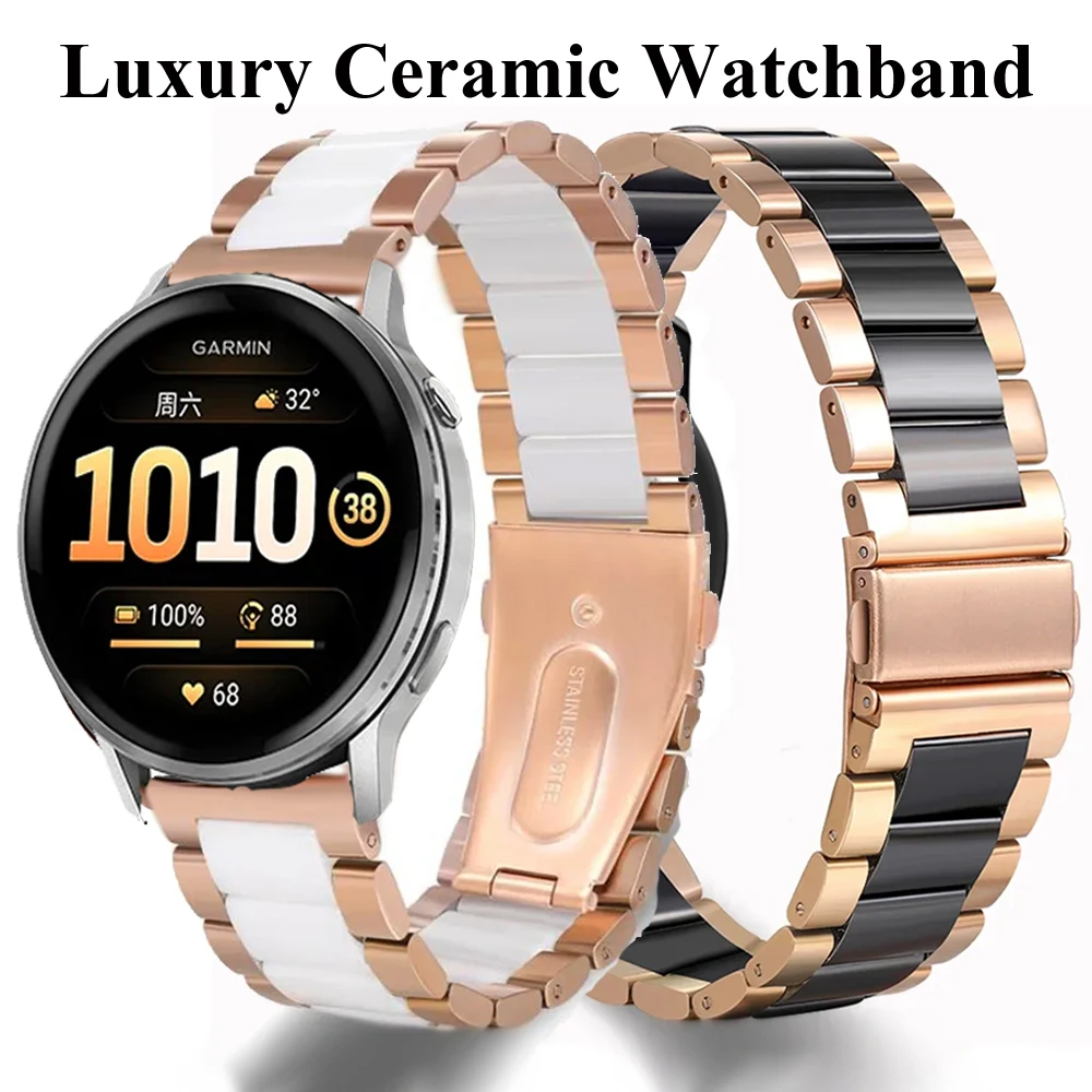 Correa de reloj de cerámica de lujo para Garmin Venu 2, 3, 4, 45mm, correa de Metal de 22mm para Garmin Forerunner 255 265 745 965 970 745 570