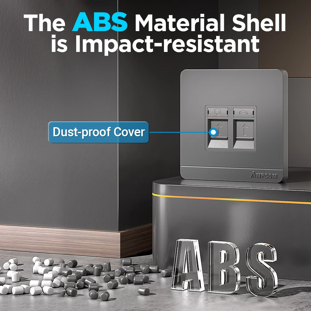 tomada de placa frontal de pared placa de pared gris 1 puerto 2 puertos 4 puertos red toma de teléfono Panel de montaje de salida para RJ45 RJ11 - imagen 3