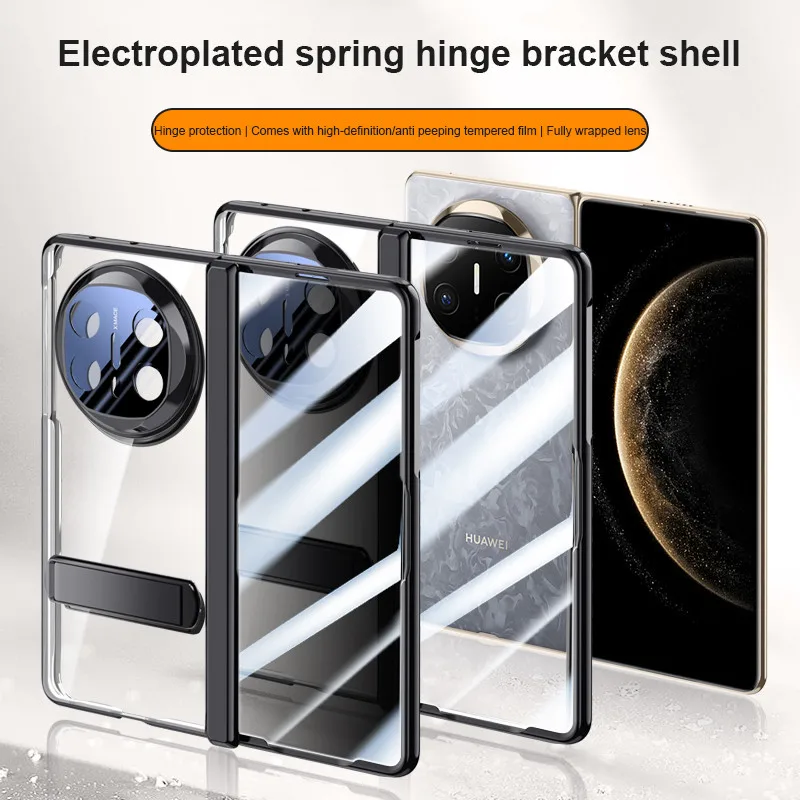Funda transparente para Huawei Mate X6 5G, bisagra magnética galvanizada, soporte, cubierta protectora completa con película templada - imagen 3