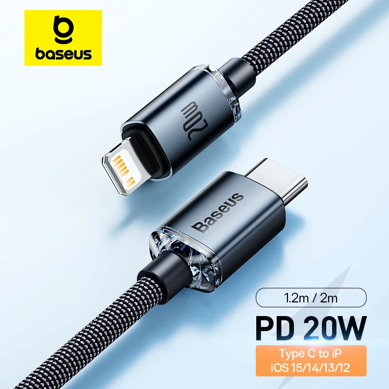 Cable Baseus USB tipo C PD 20W para iPhone 14 13 12 Pro X 8 Cable USB C rápido para iPhone Cable de carga Cable USB tipo C código de Cable - imagen 2