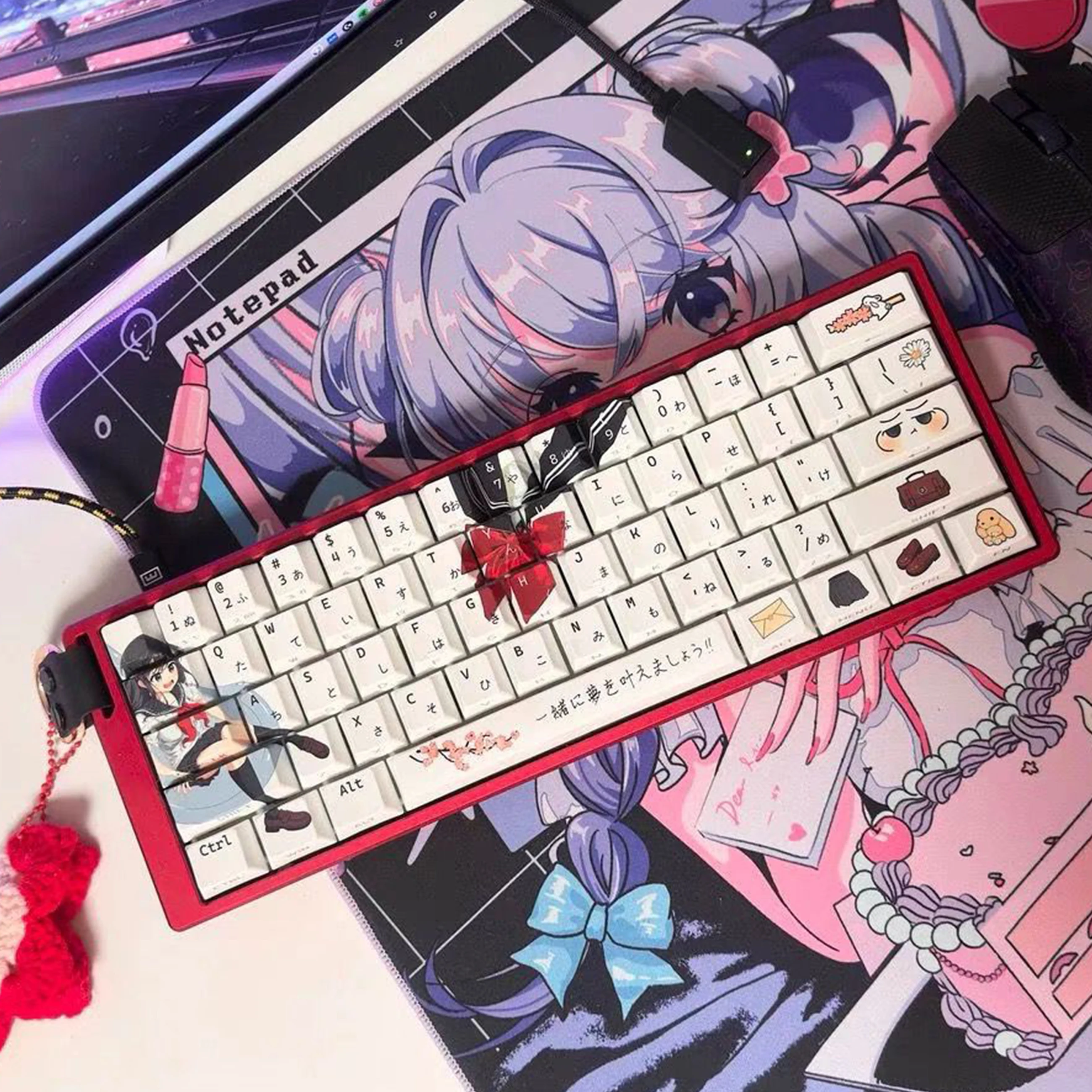 Teclas de Anime bonitas de 120 teclas, temas temáticos de chica JK, altura MOA, teclas PBT, sublimación para teclado mecánico 61 68 75 87 104 - imagen 3