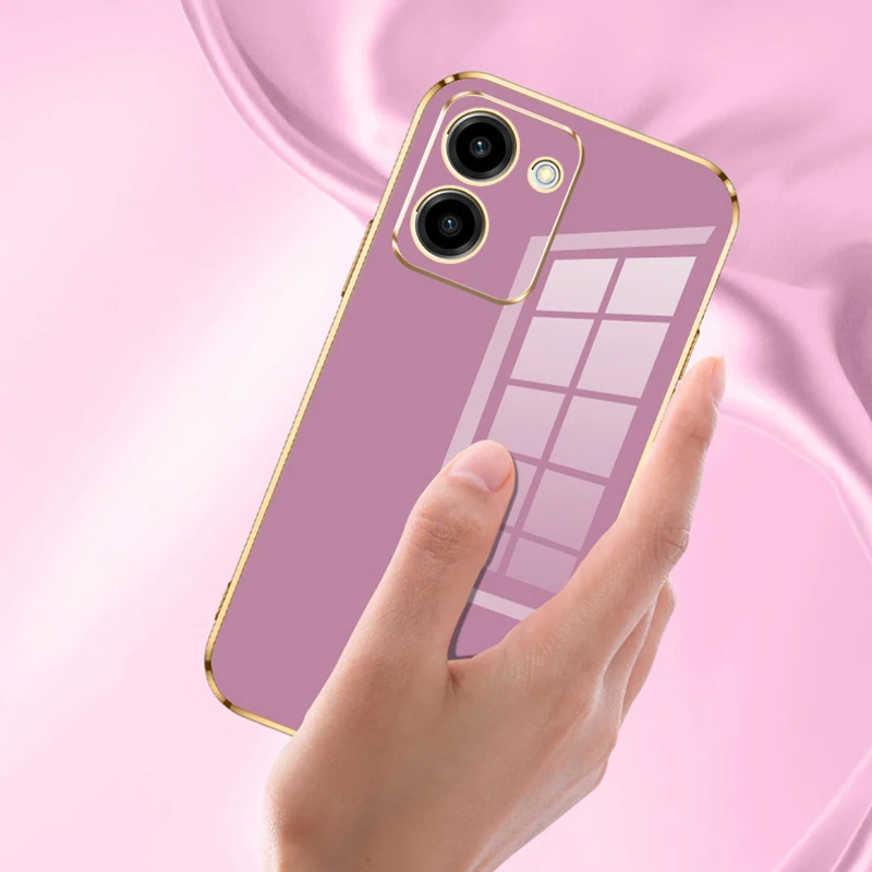 Para vivo Y27S funda de lujo chapada cuadrada Vivo Y27 5G funda de teléfono Vivo V2302 silicona a prueba de golpes Vivo y27 Y27 5G funda trasera Fundas - imagen 3