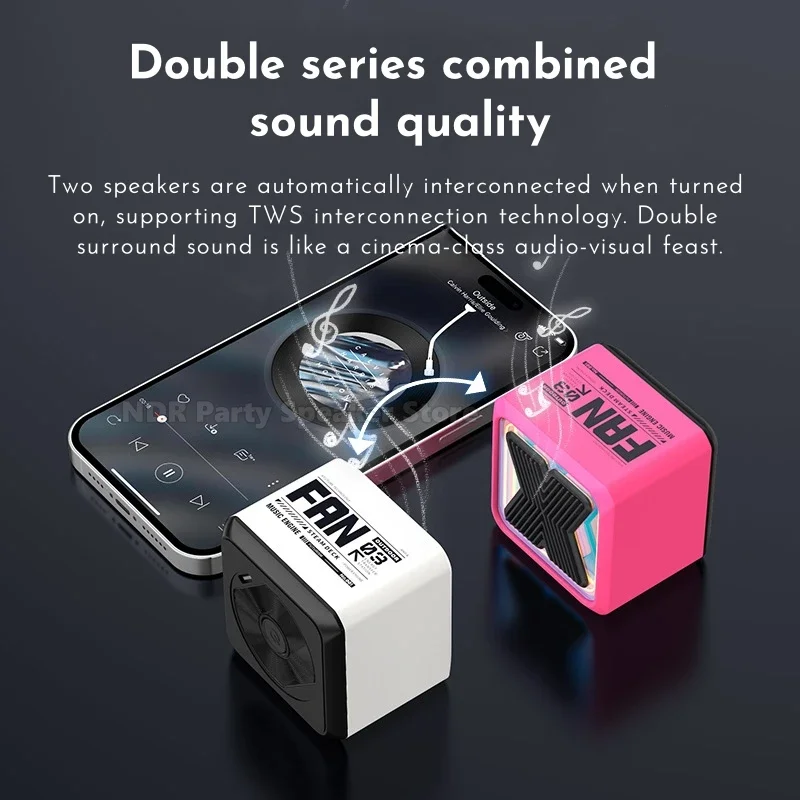 Abyss Mirror-altavoces inalámbricos con Bluetooth, sonido envolvente panorámico 360, Mini altavoz de escritorio portátil para exteriores, regalo para niños y niñas - imagen 5