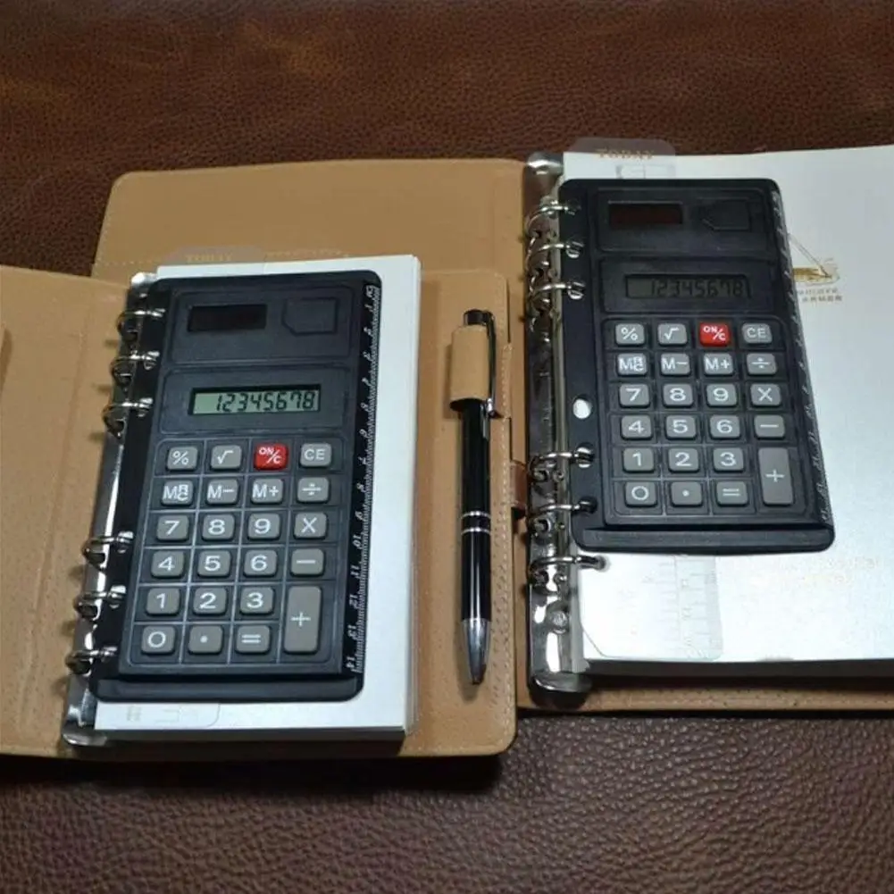 Calculadora de encuadernación de hojas sueltas con regla de dígitos, 8 Agenda multifunción, calculadora de cuaderno, planificador, 1 ud. - imagen 4