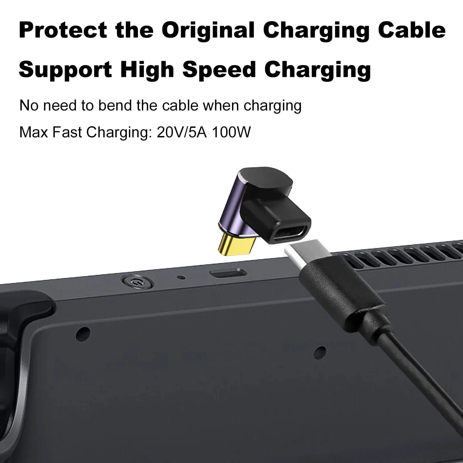 Adaptador USB C extensor de USB-C de 90 grados ángulo recto 40Gbps PD 100W carga rápida para Steam Deck Switch portátil MacBook Tablet - imagen 2