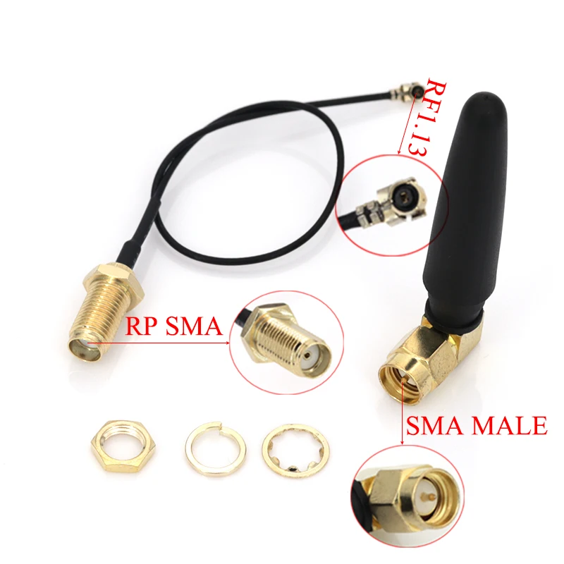 Antena 433MHz + IPX ufl. Cable Pigtail 1,13 Lora Lorawan 3dbi GSM Antenas 433 MHz Antena direccional Conector macho SMA - imagen 3