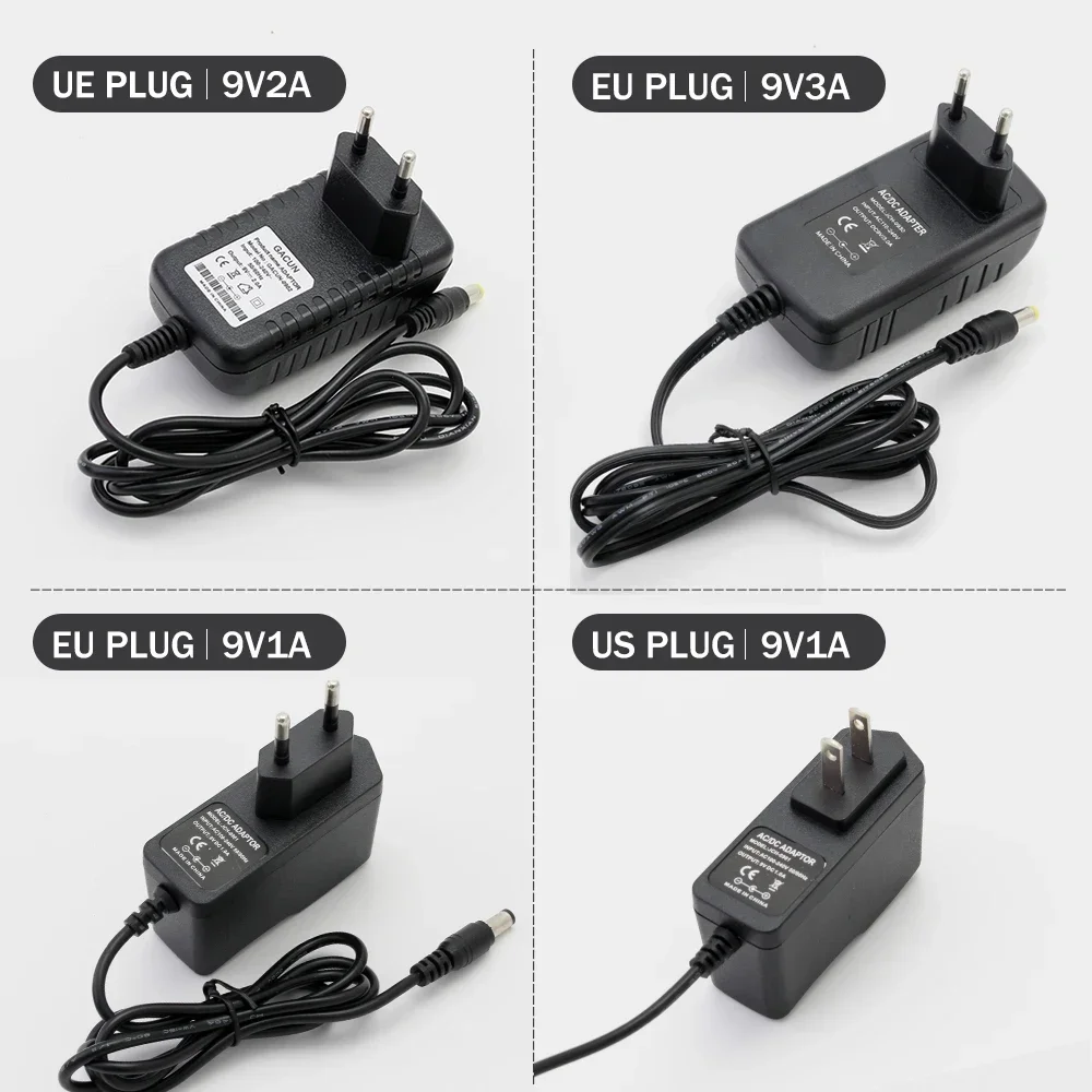 Cargador adaptador de fuente de alimentación conmutada DC 9V 1A 2A 3A con enchufe UE EE. UU. CA 220V a 9V adaptador de corriente CA Controlador LED - imagen 5