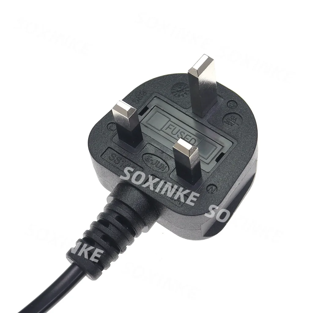 Reino Unido británico de 3 pines a figura 8 C7 en ángulo recto Singapur Malasia Cable de alimentación de CA para impresoras de TV cámaras PS4 PS3 3M - imagen 2