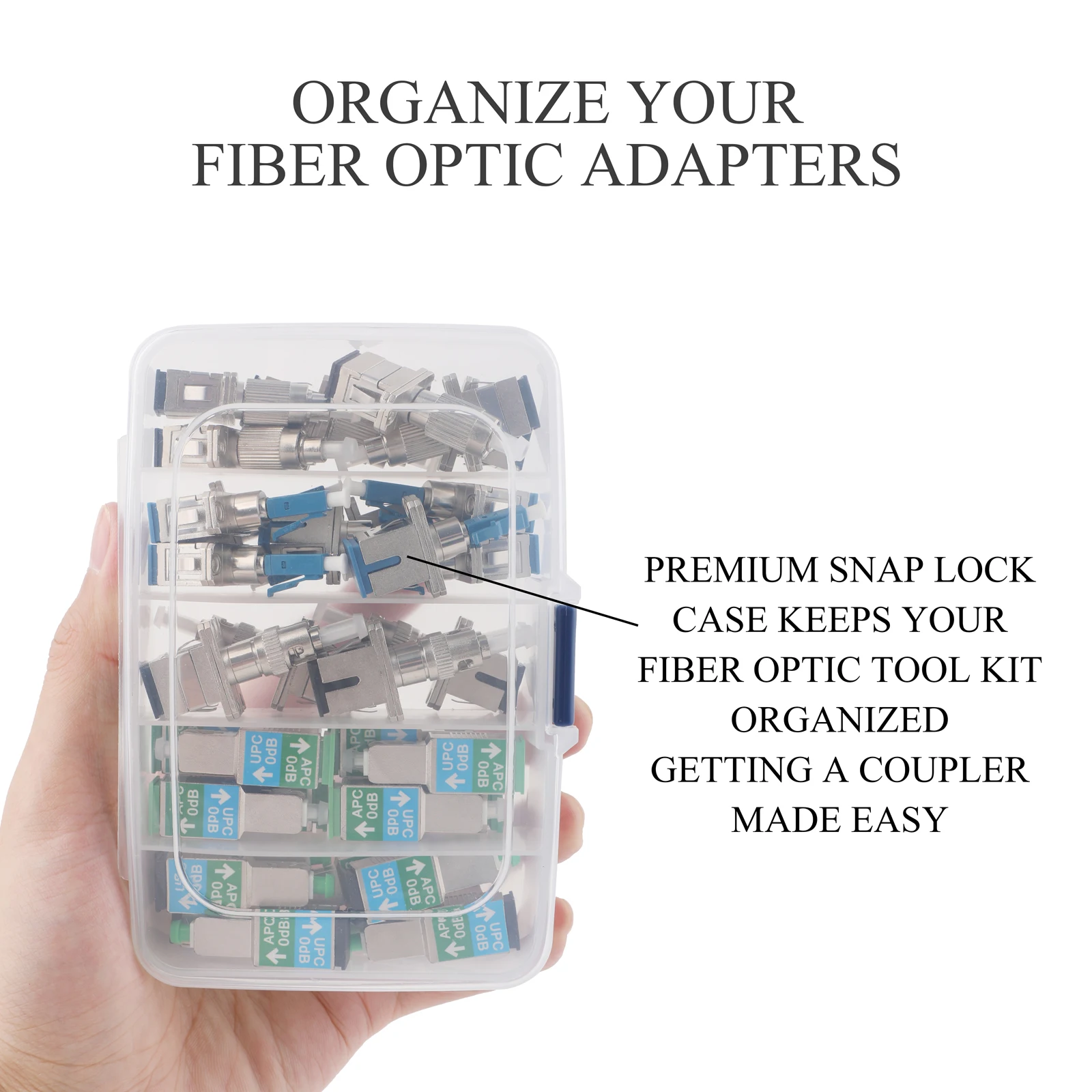 Kit de acoplador de fibra óptica de 36 piezas: kit adaptador de fibra para conversión de cable FC/UPC, LC/UPC, ST/UPC y SC/APC a SC/UPC - imagen 3