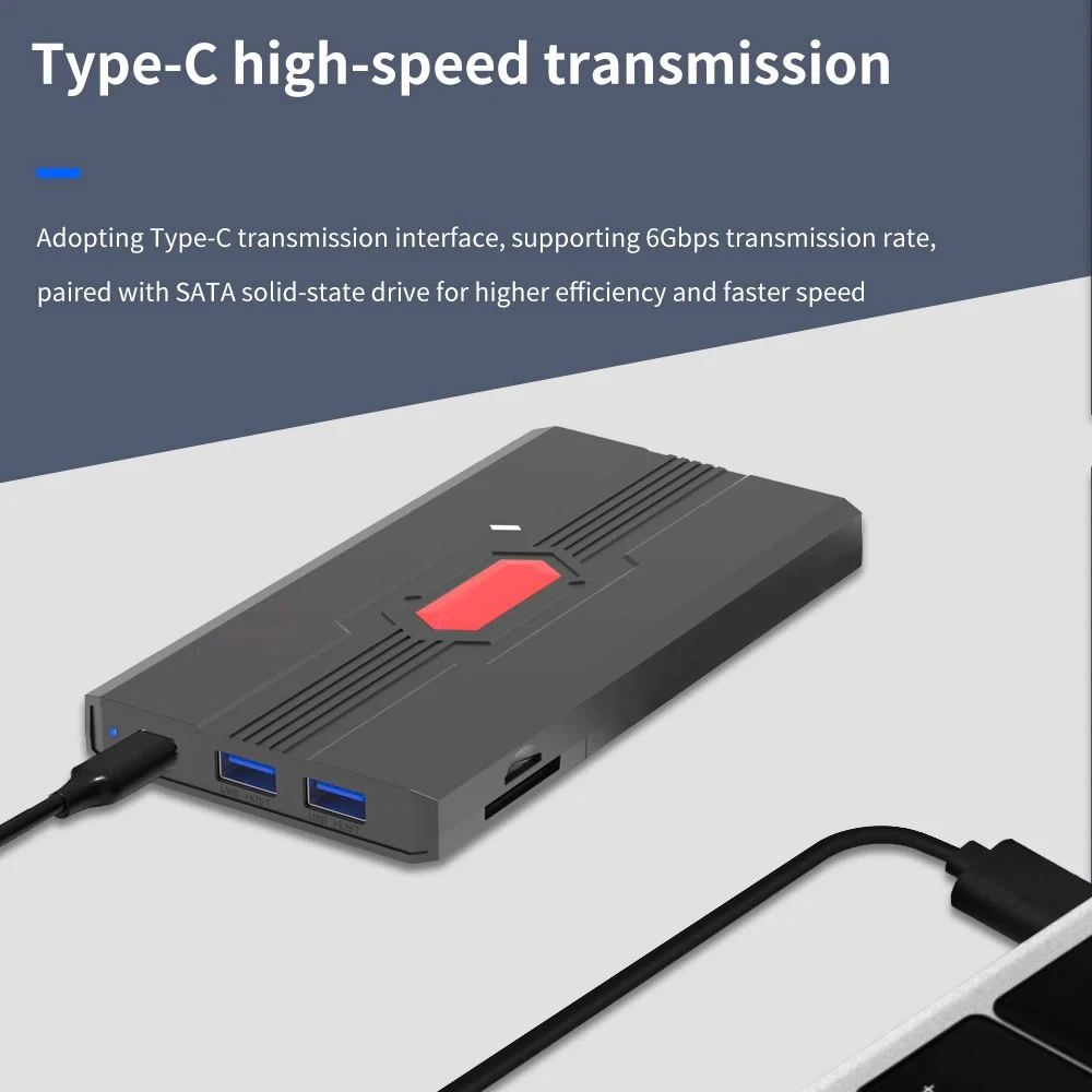 Caja de HDD/SSD 2,5, 6 en 1, SATA a USB 3,0, carcasa de adaptador, carcasa de disco duro externo HD de 6Gbps para USB-C tipo tarjeta TF - imagen 5