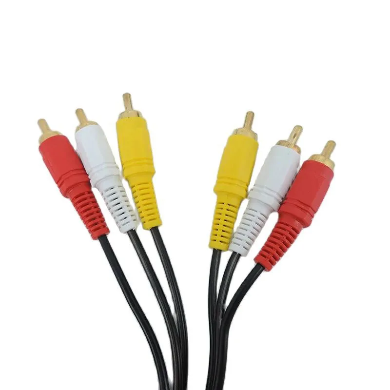 1,5 M/3M/5m chapado en oro RCA macho a 3 RCA 3RCA conector macho Cable de extensión AV de Audio y vídeo compuesto cable de enchufe A7 - imagen 5