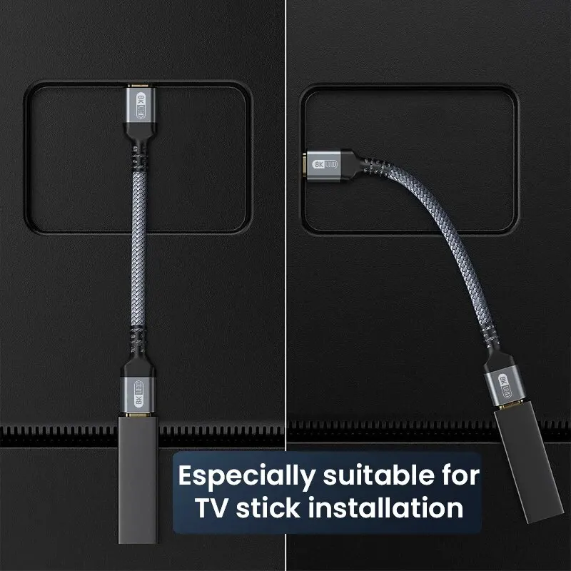 Cable HDMI 2,1 8K macho a hembra Cable HDMI cable trenzado 8K @ 60Hz 4K @ 240Hz adaptador extensor para Roku TV PS5 HDTV Blu-ray - imagen 4