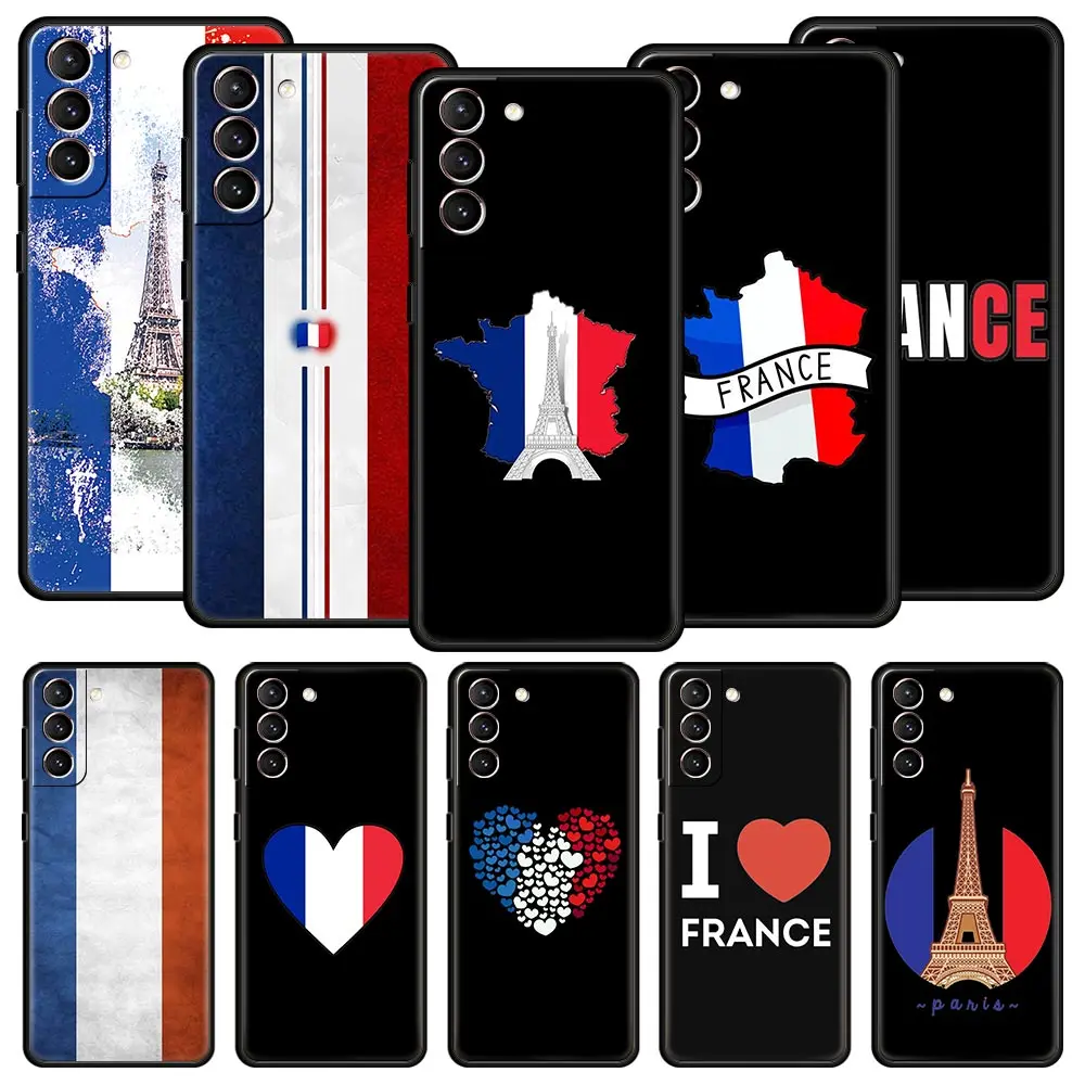 Funda de teléfono con bandera de Francia para Samsung Galaxy S24, S23, S22, S20 Ultra, S21 FE, 5G, S10, S9 Plus, S10E, S8, funda de silicona suave