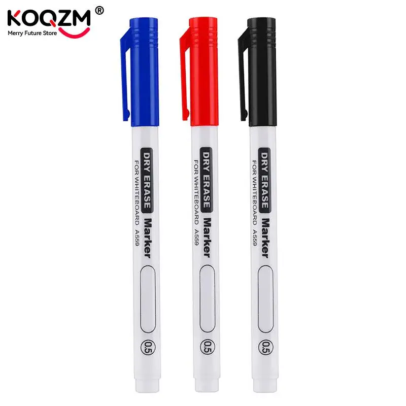 Bolígrafo borrable de pizarra blanca, rotulador extremadamente fino de 0,5 MM para borrado en seco, examen de oficina, resistente al agua, 1 unidad