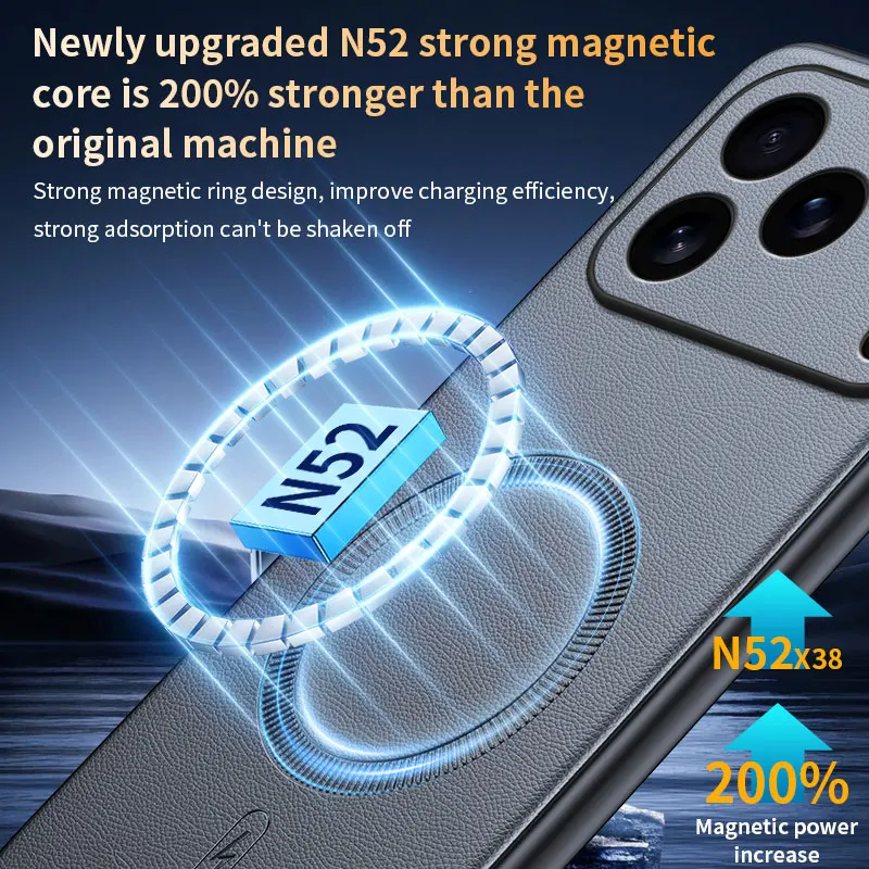 Funda de cuero de alta calidad con textura de lujo para iPhone 17 Air 16 E 15 14 Plus 13 Pro Max para cubierta de lente magnética de agujero fino Magsafe - imagen 3