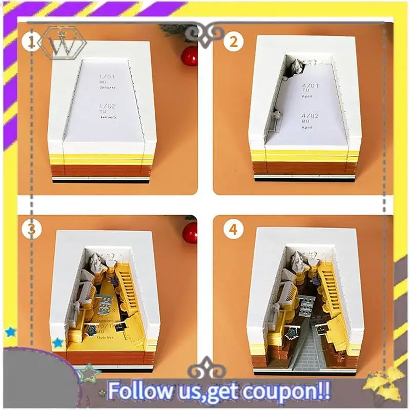 Nuevo Calendario de escritorio 2024, Bloc de notas con luces LED, calendario 3D, regalo tallado en papel, decoración de escritorio - imagen 5