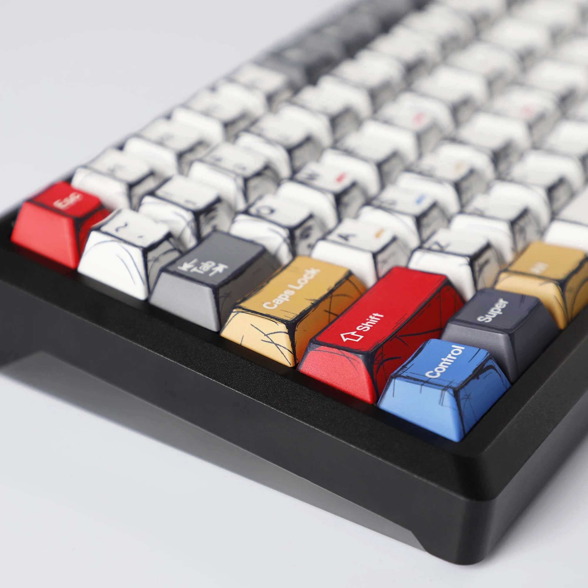 Teclas de estilo Manga Retro de cómic de Anime, 136 teclas, tinte Sub, impresión superior, perfil de cereza PBT, adecuado para interruptores MX, Teclado mecánico - imagen 5