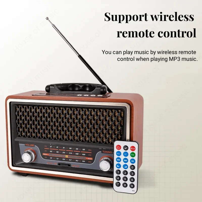 M-157BT Retro Style Multi-band Rechargeable Radio Wireless Bluetooth Link Playback Loud Volume Indoor and Outdoor Speakers - imagen 5