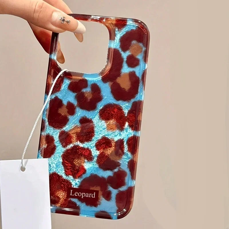 Funda de teléfono para iPhone 17 16 15 14 13 11 12 Pro Max Air XS 16E Plus SE2 coreano lindo estampado de leopardo gradiente Patern encantadora cubierta - imagen 4