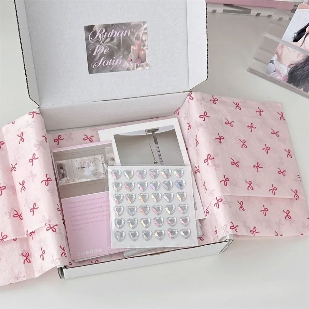 20 hojas de papel de copia de lazo de Ballet Ins con patrón de lazo rosa, papel de embalaje para ramo de flores Diy, materiales de embalaje de regalo, papel de pera de nieve - imagen 3