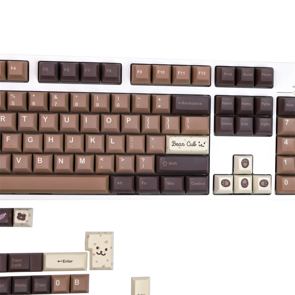 Teclas PBT Little Bear, 140 teclas, perfil KCA, subcama de tinte, entrada ISO, teclas personalizadas para teclado mecánico para jugar con interruptor cruzado - imagen 4