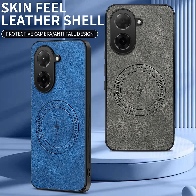 Funda Magsafe magnética de piel de cuero PU de lujo para Xiaomi Redmi A5 4G funda protectora trasera - imagen 2