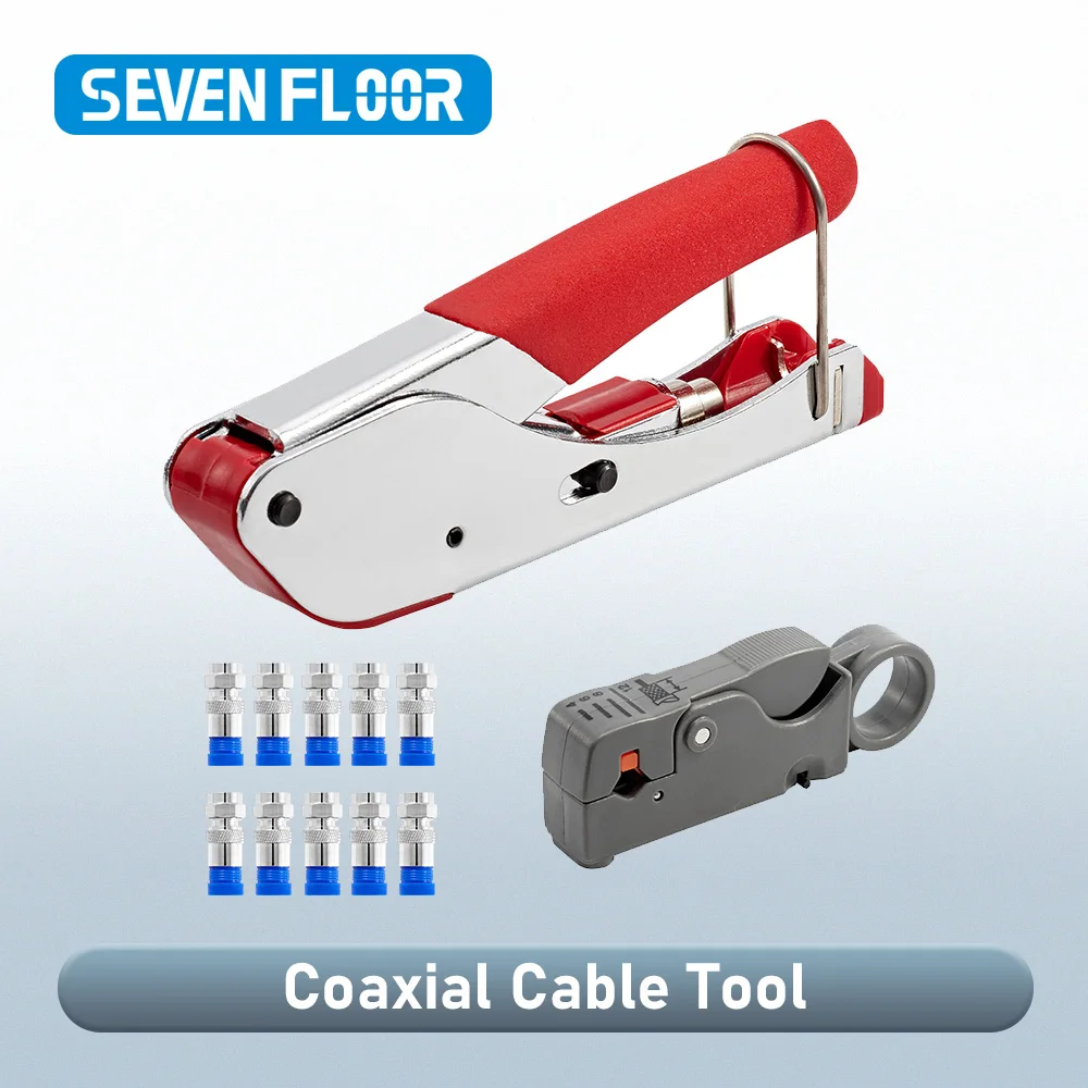 Kit de herramientas pelacables para engarzar cables coaxiales, conectores F de compresión RG6, juego de herramientas de compresión Coaxial para manipulación de cables RG59 - imagen 2