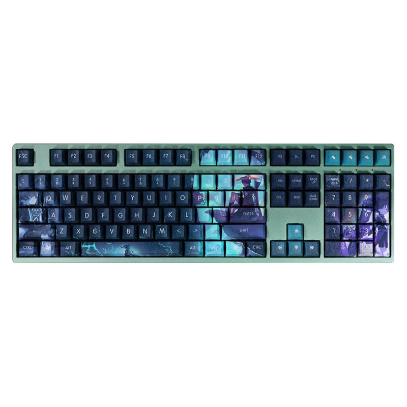 Juego de 108 teclas PBT Dye Subbed, dibujos animados, Anime, Gaming Key Caps, Cherry Profile Keycap para Genshin Impact Kunikuzushi - imagen 5