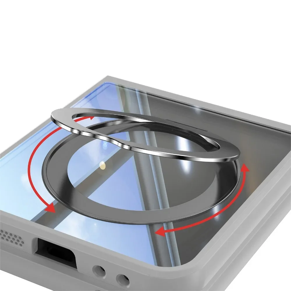 Funda de Metal con soporte magnético giratorio de 360 ° para Samsung Galaxy Z Flip 6 5, carcasa de TPU a prueba de golpes con carga inalámbrica - imagen 5