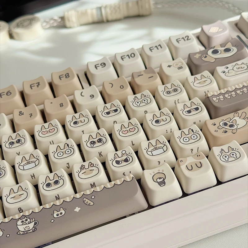 Juego de teclas con tema de pasta de frijol siamés, perfil PBT MOA, 130 teclas, teclas originales personalizadas hechas a mano para accesorios de teclado mecánico - imagen 2