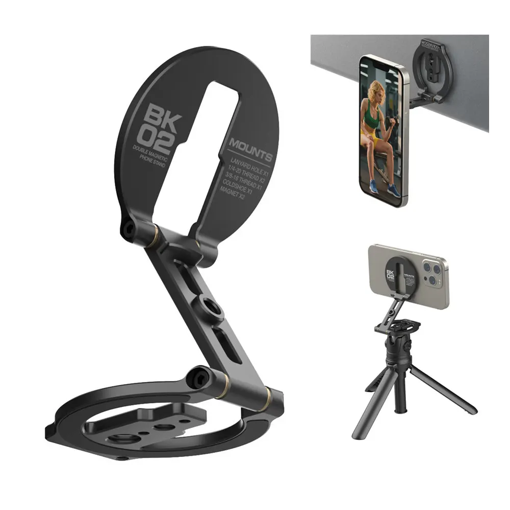 Soporte de teléfono magnético doble para trípode/cámara/soporte de avión de viaje soporte de trípode de tornillo ultrafino de 1/4" para Iphone 16-12 Android