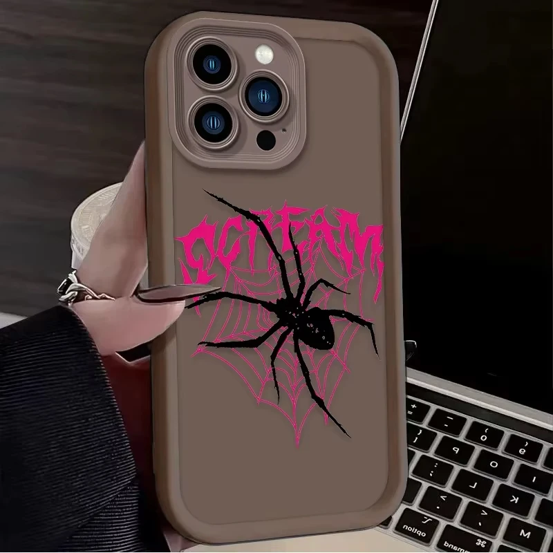 Funda de teléfono con diseño de araña a la moda para iPhone 16e 16 15 14 13 12 11 Pro Max XSMax XR 7 8 Plus, funda trasera de silicona a prueba de golpes - imagen 3