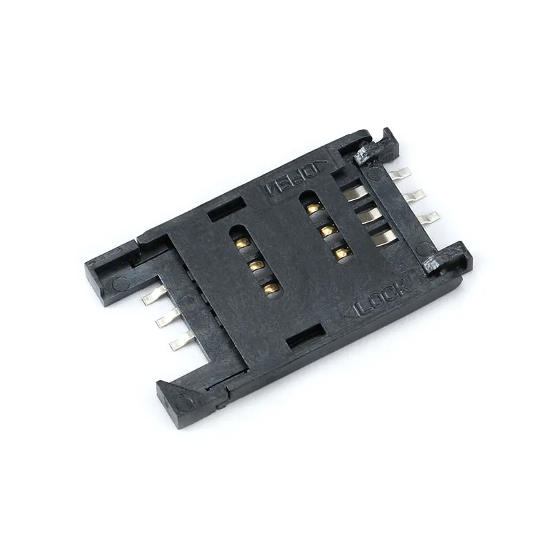 Soporte de tarjeta SIM de 5 piezas, 2,5 cm, 6 P, SMT, SMD, 6 pines, ranura de 6 pines, asientos, Conector de plástico, tipo Clamshell para teléfono - imagen 3