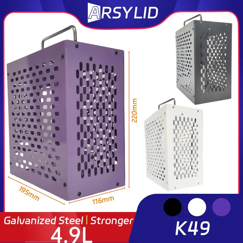 ARSYLID K49 ITX A4 Caja de computadora 4.9L 185 mm Tarjeta gráfica Flex PSU 50 mm Radiador Mini PC Chasis