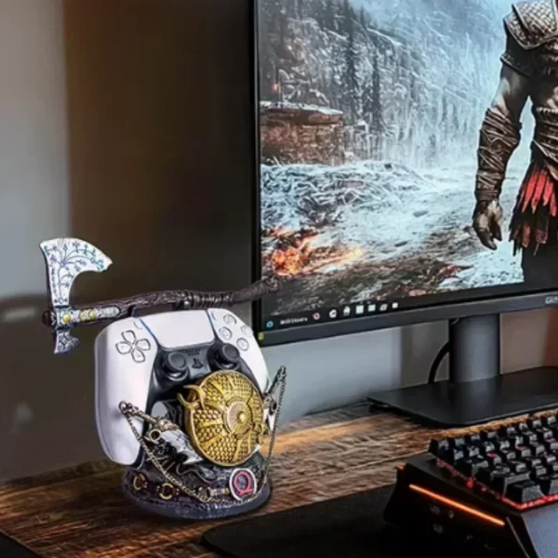 Soporte de almacenamiento para controlador PS5/PS4, soporte para mando God of War Kratos, hacha leviatiana, hoja caos, soporte para controlador de resina, regalos para niños - imagen 3