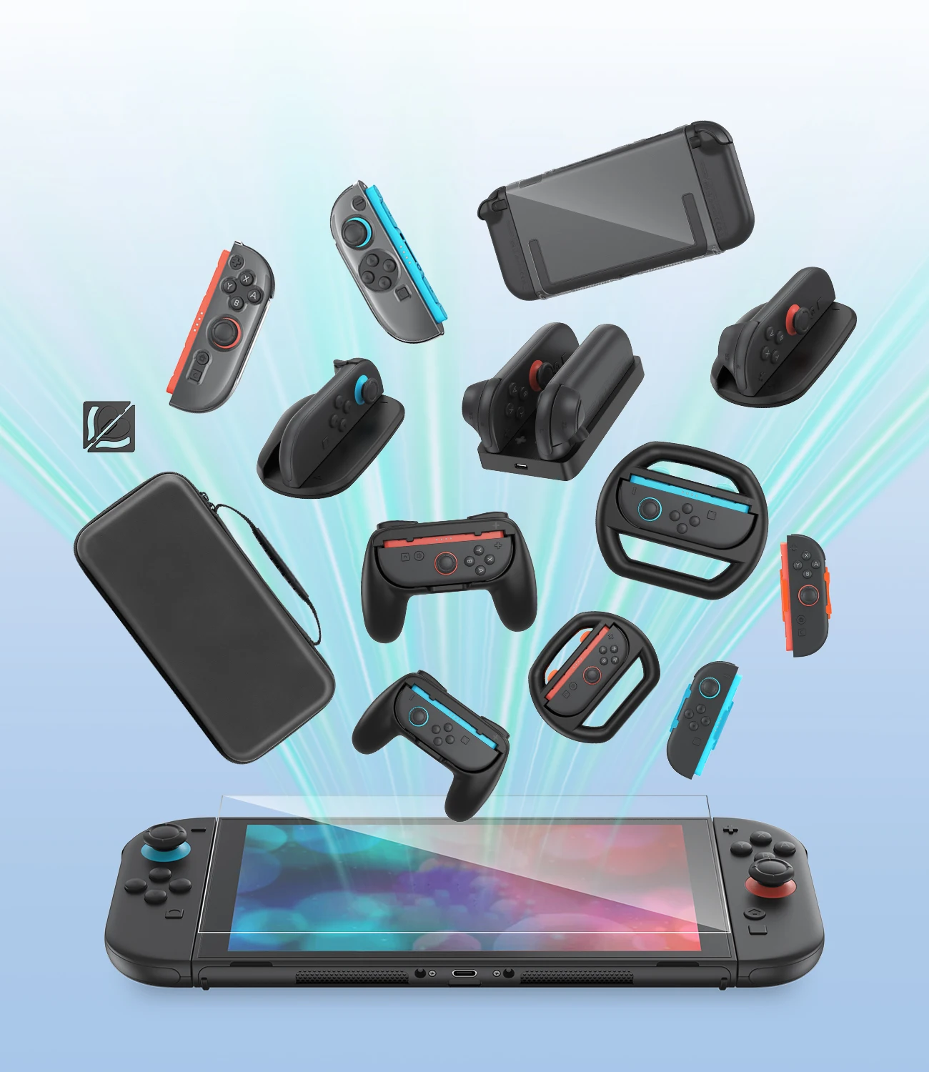 Conjunto de accesorios Switch 2, funda protectora para consola y empuñaduras de TPU, Protector de pantalla, correas de muñeca para juego Switch2 - imagen 2