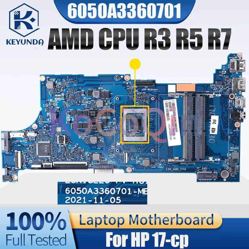 Para placa base de portátil HP 17-cp 6050A 3360701   Placa base para computadora portátil R3 R5 R7 AMD CPU 100% completamente probada - imagen 3