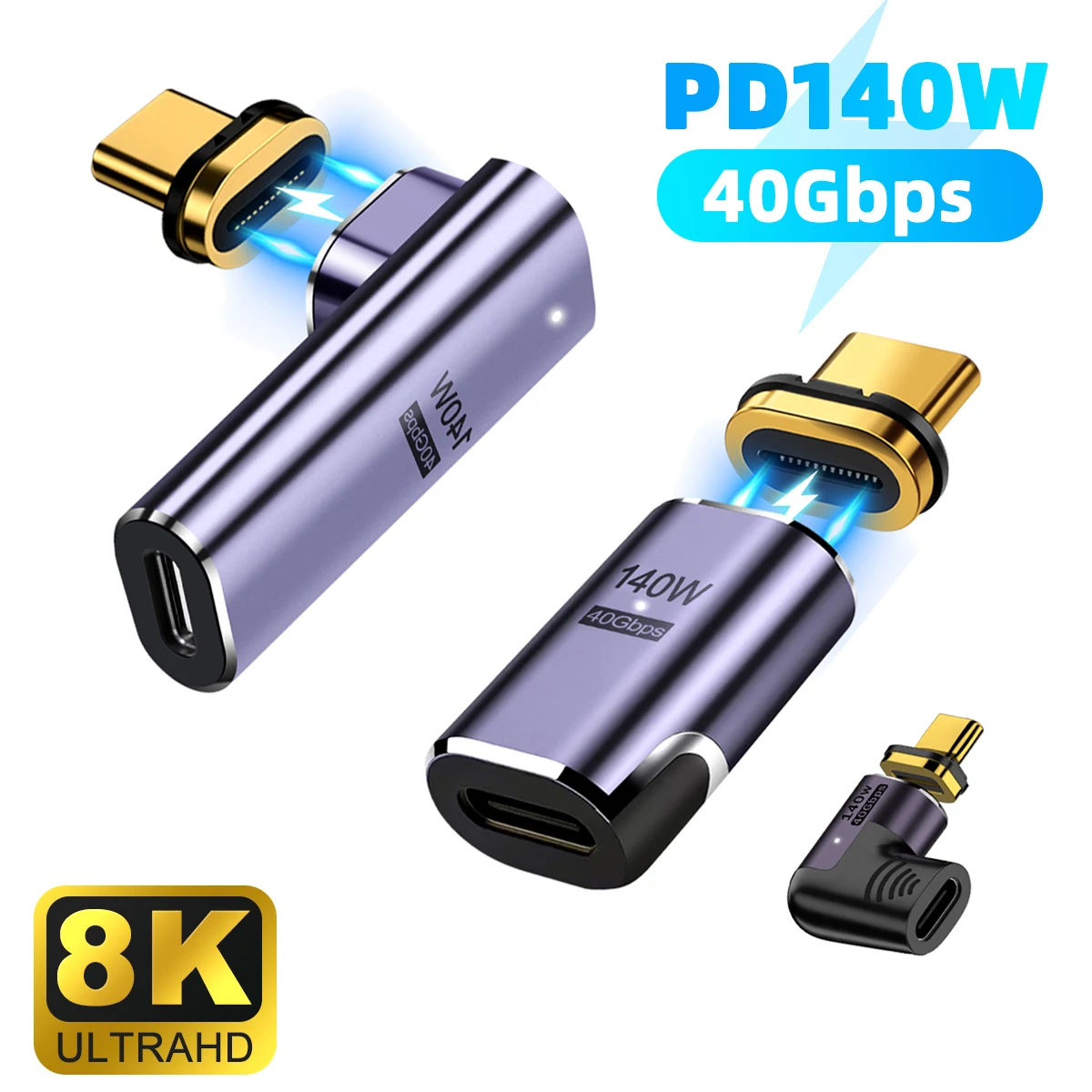 Cable USB-C Magnético 140W - Carga Rápida Thunderbolt3 40Gbps 8K