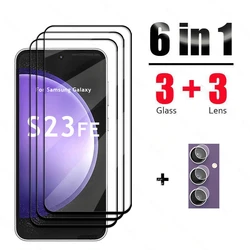 6 en 1 para Samsung Galaxy S23 FE vidrio templado Samsung S24 FE S23 S21 S20 FE vidrio cubierta completa Protector de pantalla de cámara