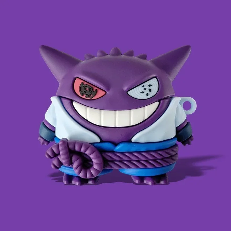 Pokemon Ball Purple Gengar para Airpods 4 3 2 1 Funda, Funda de silicona para auriculares a prueba de golpes con dibujos animados 3D para Airpods Pro 2 Funda