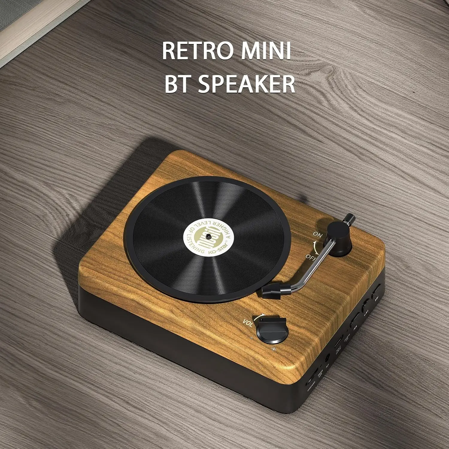 Altavoz portátil Bluetooth, reproductor de música inalámbrico, reproductor de discos Retro nostálgico, altavoces para vacaciones, regalos creativos Retro de madera - imagen 2