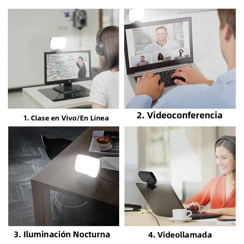 Mini Luz de vídeo para conferencias, Kit de transmisión en vivo, cámara web, Vlog, fotografía, lámpara de relleno, Selfie, cámara portátil ajustable, Luz LED - imagen 3