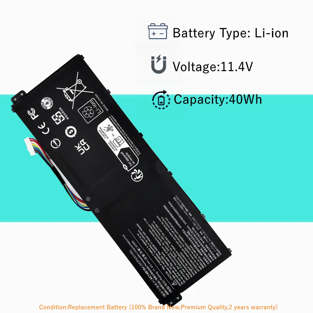 Batería del ordenador portátil para Acer Aspire: E3-721 E5-771 E5-771G ES1-311 ES1-511 ES1-512 ES1-711 ES1-711G R3-131T R7-371T V3-111 - imagen 2
