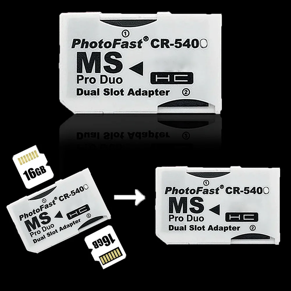 Adaptador de tarjeta SD TF Flash a Memory Stick MS Pro Duo para PSP 1000/2000/3000, convertidor de 2 ranuras, accesorios para juegos
